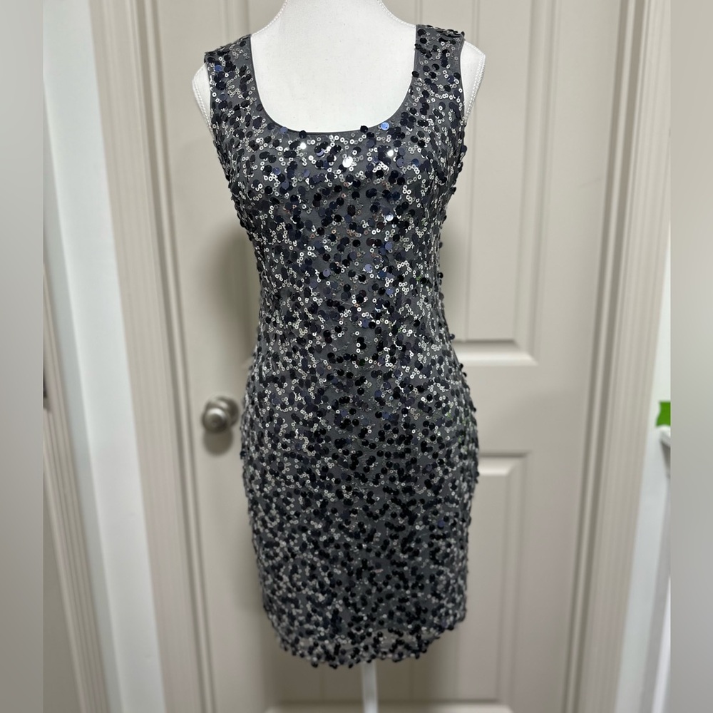 Guess Black and Silver Sequin Mini Dress